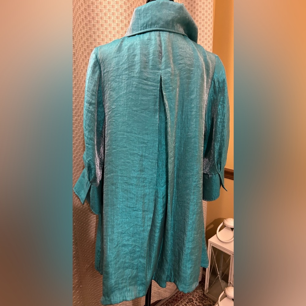Damee, Inc Swing Jacket Chic Turquoise Mint Collared - Picture 7 of 13
